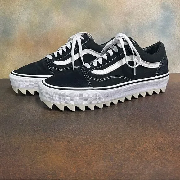 Vans Elevated 1.5" Sawtooth Women's Suede / Canvas Black Sneakers Size 10M - Picture 2 of 16